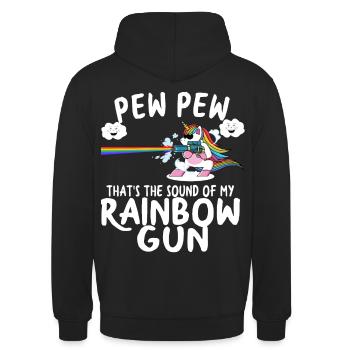 Licorne Licorne arc-en-ciel pistolet enfants - Sweat-shirt à capuche unisexe - noir - Dos - Michal (187cm)