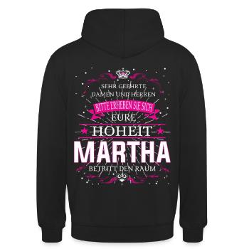 Martha ist wieder da, alles wird gut - Unisex Hoodie - Schwarz - Hinten - Michal (187cm)