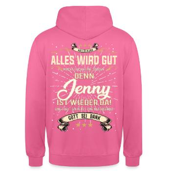 Everything Will Be Alright 'Cause Jenny Is Here Outfit - Unisex Hoodie - pink - Back - Michal (187cm)