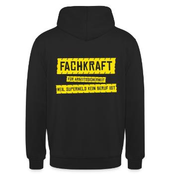 Superheld Fachkraft Arbeitssicherheit Superheld - Unisex Hoodie - Schwarz - Hinten - Michal (187cm)