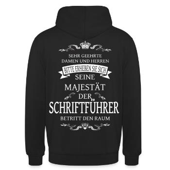 Seine Majestät der Schriftführer aus dem Verein - Unisex Hoodie - Schwarz - Hinten - Michal (187cm)