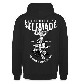 Selfmade Bodybuilding - Woman shirt - Unisex Hoodie - Schwarz - Hinten - Michal (187cm)