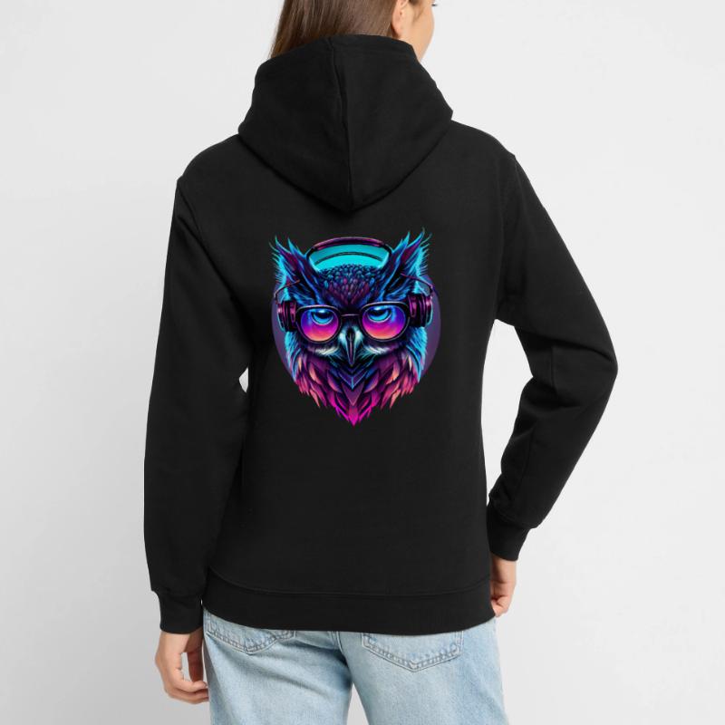 Electronic Music Retrowave Synthwave Outrun Eule Unisex Hoodie