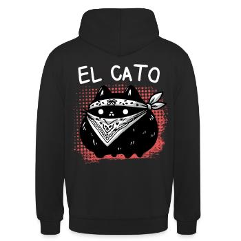 El Cato Bandana-Katze – Niedlich kriminell charm - Unisex Hoodie - Schwarz - Hinten - Michal (187cm)