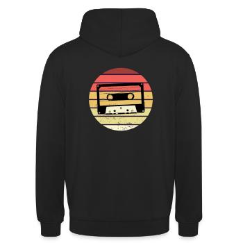 Vintage Retro Music Kassetten Audio Tape 80's 90's - Unisex Hoodie - Schwarz - Hinten - Michal (187cm)