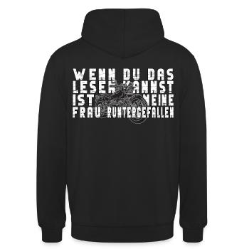 Motorrad Biker - lustig Wenn du das Lesen kannst - Unisex Hoodie - Schwarz - Hinten - Michal (187cm)