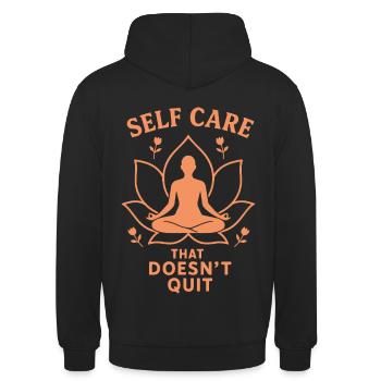 Prendre soin de soi, être conscient et méditer - Sweat-shirt à capuche unisexe - noir - Dos - Michal (187cm)