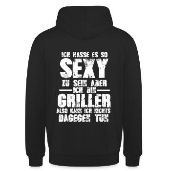 Sexy Griller , Grill T-Shirt/Schürze - Unisex Hoodie - Schwarz - Hinten - Michal (187cm)
