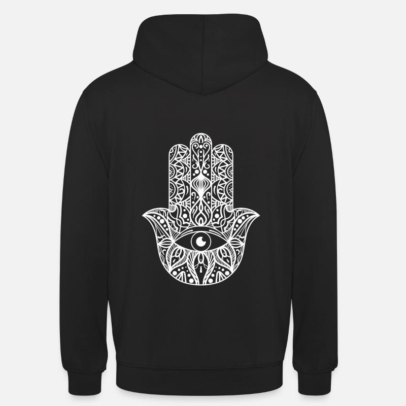 Hamsa hand white - Unisex Hoodie - black