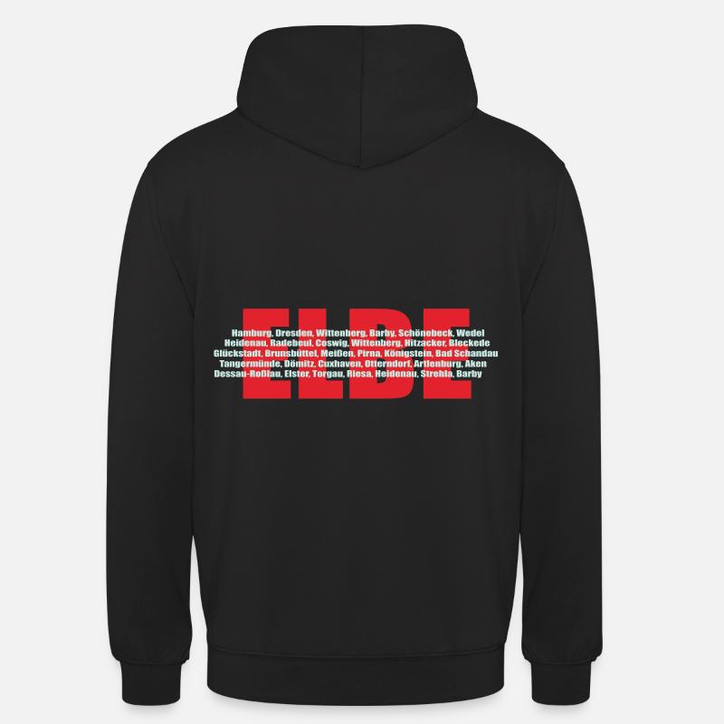 Elbe ein deutscher Fluss mit ihren Städten - Unisex Hoodie - Schwarz