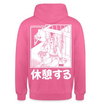 Victoria macht eine Pause - Unisex Hoodie - Pink - Hinten - Michal (187cm)
