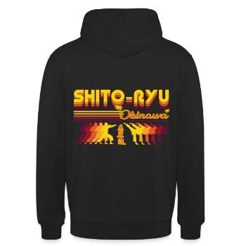 Design rétro du karaté Shito-Ryu - Sweat-shirt à capuche unisexe - noir - Dos - Michal (187cm)
