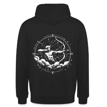 Sternzeichen Schütze - Design für echte Optimisten - Unisex Hoodie - Schwarz - Hinten - Michal (187cm)