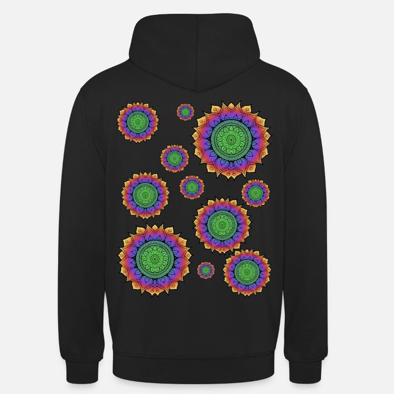 Fleurs de mandala - Sweat-shirt à capuche unisexe - noir