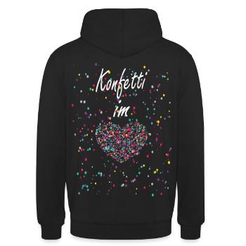 Konfetti im Herzen Fasching Karneval Konfetti Kost - Unisex Hoodie - Schwarz - Hinten - Michal (187cm)