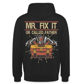 Mr Fix it - Unisex Hoodie - black - Back - Michal (187cm)