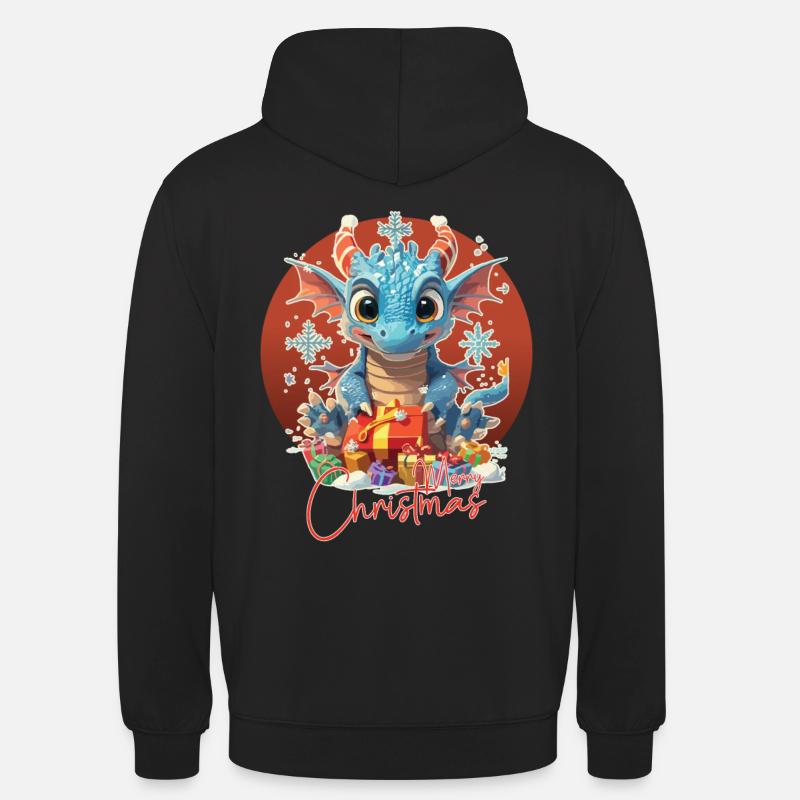 Frohe Weihnachten - Blauer Drache - Geschenk - Unisex Hoodie - Schwarz