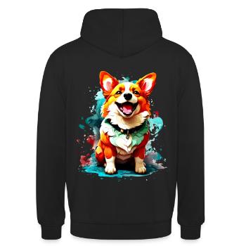 Corgi Splash Jap - Sweat-shirt à capuche unisexe - noir - Dos - Michal (187cm)