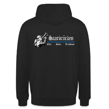 Saarbrücken Ehre Stolz Tradition - Unisex Hoodie - Schwarz - Hinten - Michal (187cm)