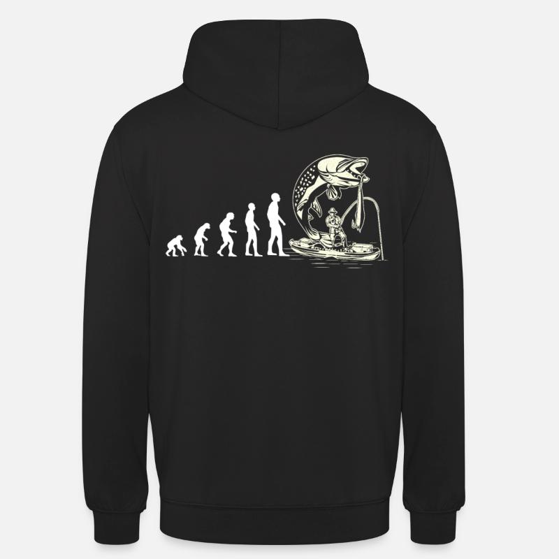 Evolution canot pêcheur blanc - Sweat-shirt à capuche unisexe - noir