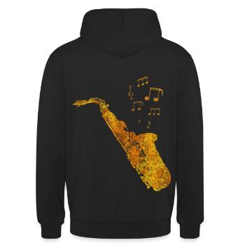 Saxophon - Unisex Hoodie - Schwarz - Hinten - Michal (187cm)