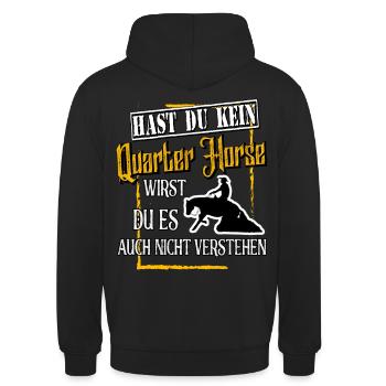Quarter Horse Westernreiten QH Pferde Reining - Unisex Hoodie - Schwarz - Hinten - Michal (187cm)