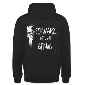 Schwarz ist bunt genug mit Skull Gothic - Unisex Hoodie - Schwarz - Hinten - Michal (187cm)