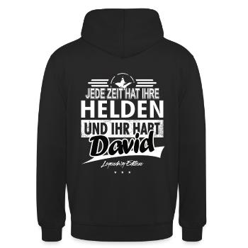 Jede Zeit hat Ihre Helden Ihr habt David - Unisex Hoodie - Schwarz - Hinten - Michal (187cm)