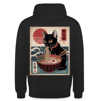 Kawaii Katze Ramen Nudeln Anime Katze - Unisex Hoodie - Schwarz - Hinten - Michal (187cm)