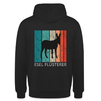 Esel Flüsterer Retro Vintage T Shirt - Unisex Hoodie - Schwarz - Hinten - Michal (187cm)