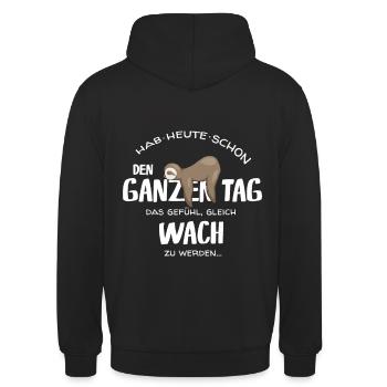 Den ganzen Tag wach Schlafmütze Faultier Geschenk - Unisex Hoodie - Schwarz - Hinten - Michal (187cm)