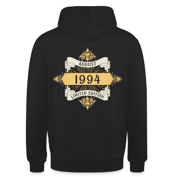 Août 1994 Anniversaire Édition Limitée - Sweat-shirt à capuche unisexe - noir - Dos - Michal (187cm)