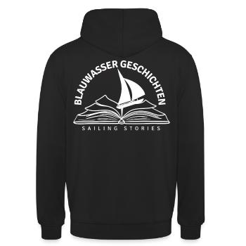 Blauwassergeschichten Logo - Unisex Hoodie - Schwarz - Hinten - Michal (187cm)