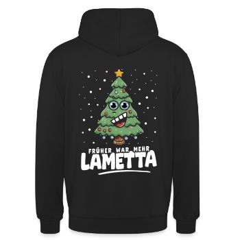 Früher war mehr Lametta - Unisex Hoodie - Schwarz - Hinten - Michal (187cm)