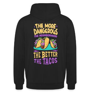 T-shirt Tacos & Adventure – Dangereusement bon ! - Sweat-shirt à capuche unisexe - noir - Dos - Michal (187cm)