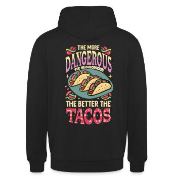 T-shirt Tacos & Adventure – Dangereusement bon ! - Sweat-shirt à capuche unisexe - noir - Dos - Michal (187cm)