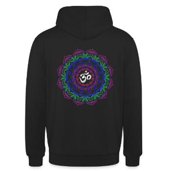 Om Neon Farben Psy Goa Trance Rave - Unisex Hoodie - Schwarz - Hinten - Michal (187cm)