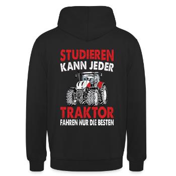 Landwirt Bruder Traktor - Unisex Hoodie - Schwarz - Hinten - Michal (187cm)