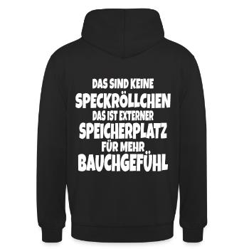 Lustiger Humor Spruch für Mollige Mollig dicke - Unisex Hoodie - Schwarz - Hinten - Michal (187cm)