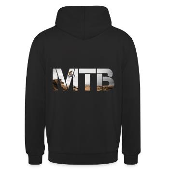 MTB Moutainbike Downhill Wüste Jump - Unisex Hoodie - Schwarz - Hinten - Michal (187cm)