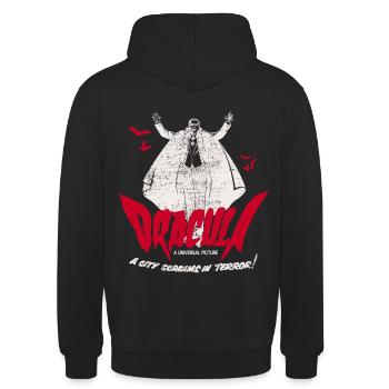 Universal Monsters Dracula Schriftzug Fledermäuse - Unisex Hoodie - Schwarz - Hinten - Michal (187cm)