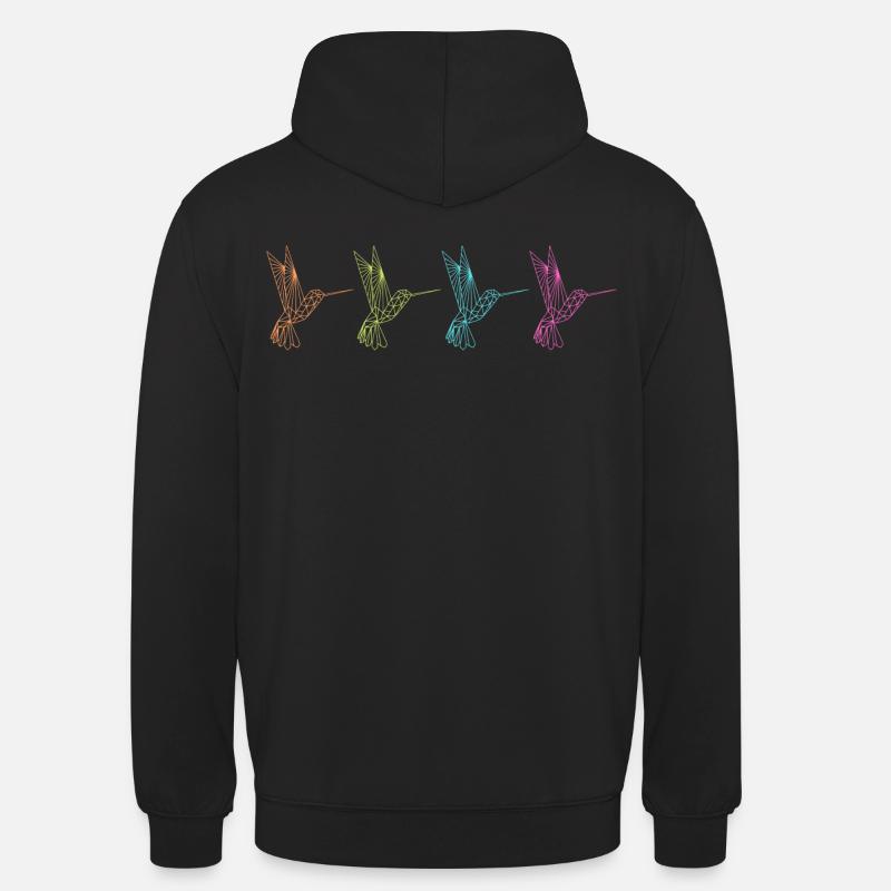Colibris géométriques - Graphiques abstraits - Sweat-shirt à capuche unisexe - noir
