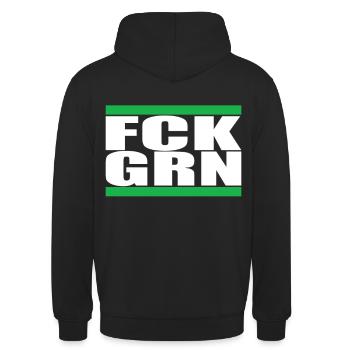 FCK GRN - Unisex Hoodie - Schwarz - Hinten - Michal (187cm)