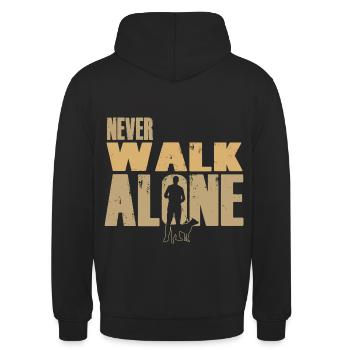 Never walk alone - Hund - Unisex Hoodie - Schwarz - Hinten - Michal (187cm)