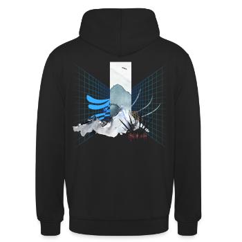 Digitale Landschaft - Unisex Hoodie - Schwarz - Hinten - Michal (187cm)