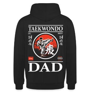 Conception de papa de taekwondo avec un artiste martial - Sweat-shirt à capuche unisexe - noir - Dos - Michal (187cm)