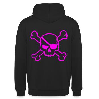 Logo de pirate crâne - Sweat-shirt à capuche unisexe - noir - Dos - Michal (187cm)