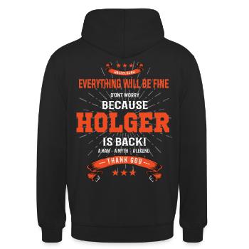 Tout ira bien Holger est de retour - Sweat-shirt à capuche unisexe - noir - Dos - Michal (187cm)