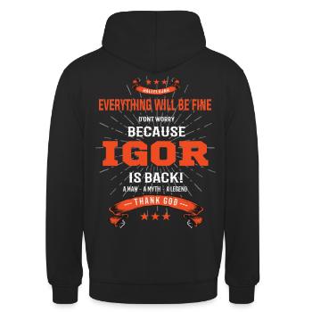 Tout ira bien Igor est de retour - Sweat-shirt à capuche unisexe - noir - Dos - Michal (187cm)
