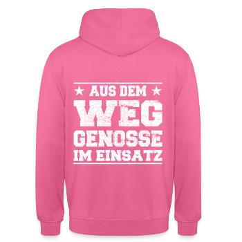 Out of the Way Comrade in Action Design - Unisex Hoodie - pink - Back - Michal (187cm)